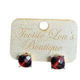 Black & Red Football Stud Earrings