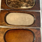 Beaded Classic Dough Bowl with Embossed Leather and Cowhide