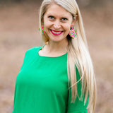 Pink, Turquoise & Green Confetti Dangle Earrings