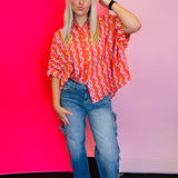 Tangerine Print Dolman Sleeve Top