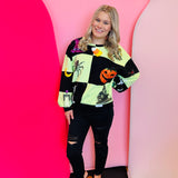 Queen Of Sparkles Light Green & Black Checkered Halloween Icon Sweatshirt