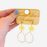 Yellow Flower Hoop Earrings