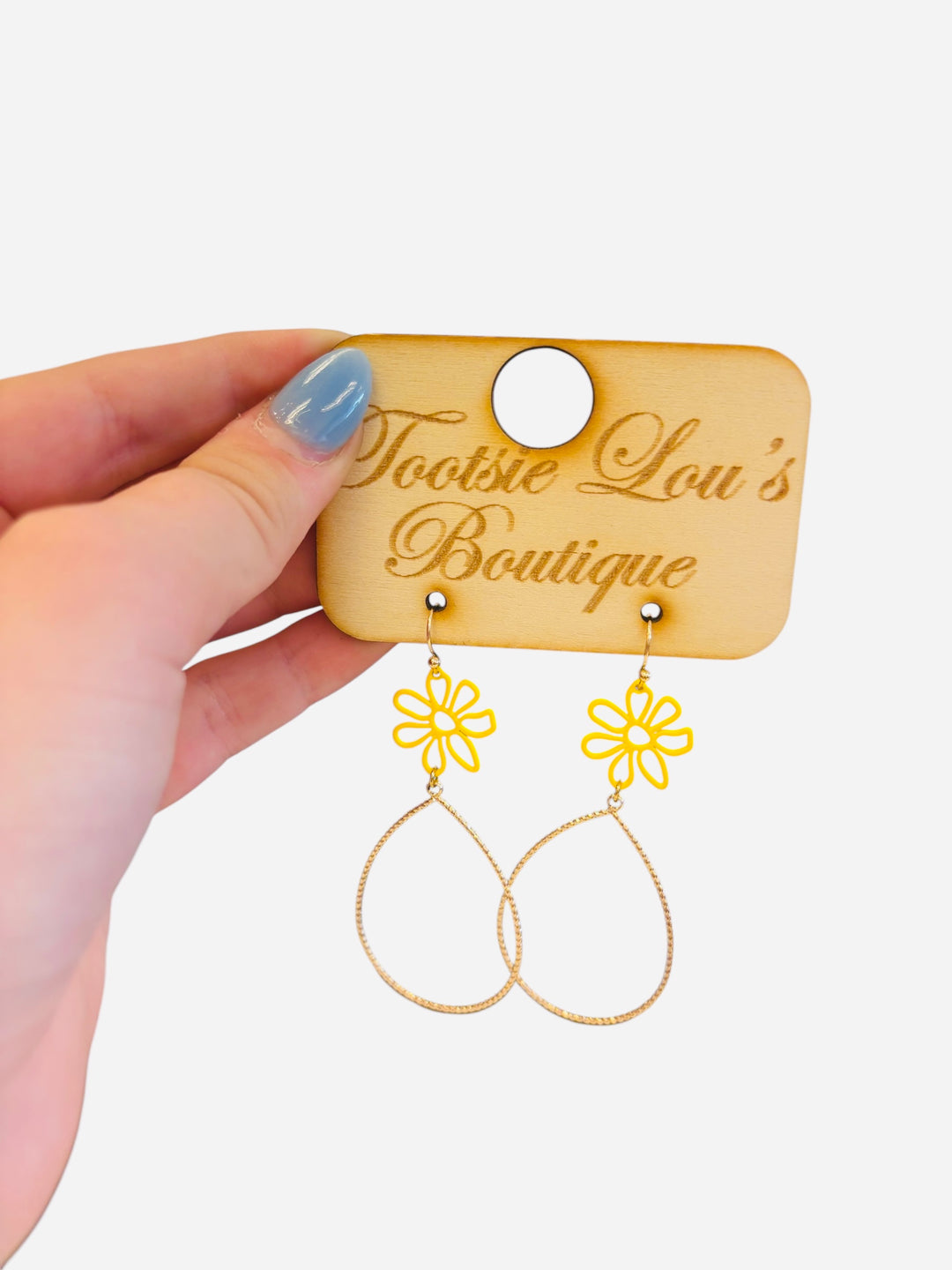 Yellow Flower Hoop Earrings