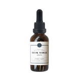 Small amber dropper bottle of Skin Virus Drops from Rowe Casa Organics