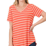 Coral Striped Top