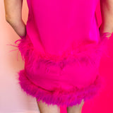 Hot Pink Feather Mini Skirt