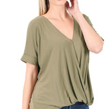 Khaki Draped Front Top