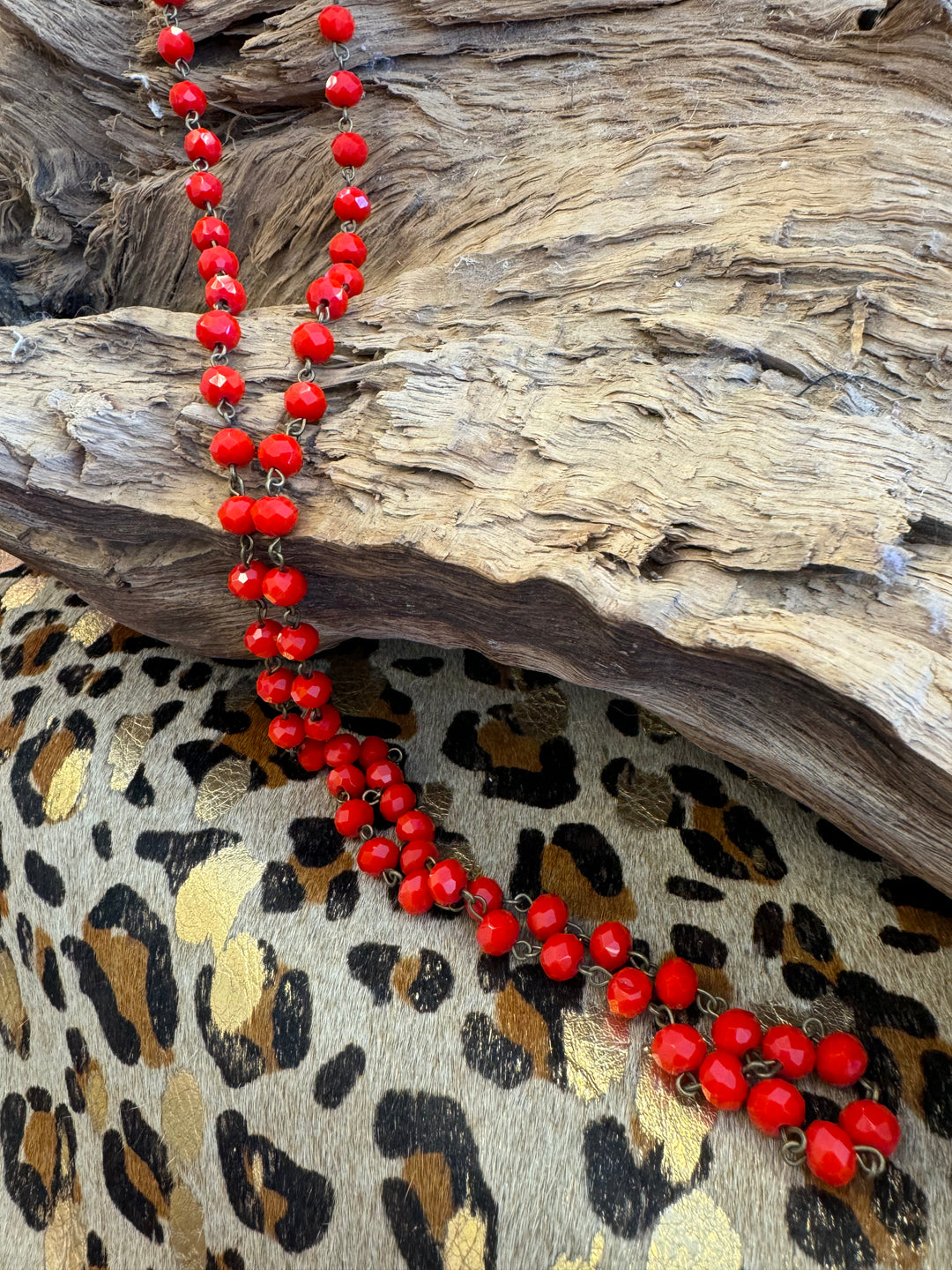 Red Beaded Chain Necklace