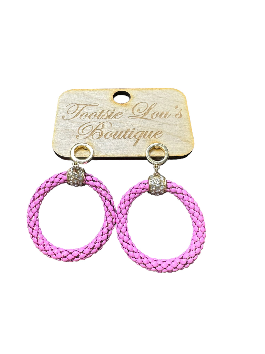 Pink Dangle Hoop Earrings