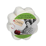 A soap-infused sponge with a label that reads "You'll Really Like This Gift. You gave it to me last year."
