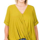 Olive Draped Front Top