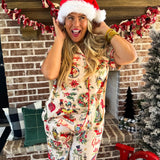 Luxe Christmas Pajama lounge set with vintage Christmas design