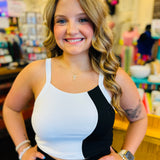 White/Black Cropped Tank Top