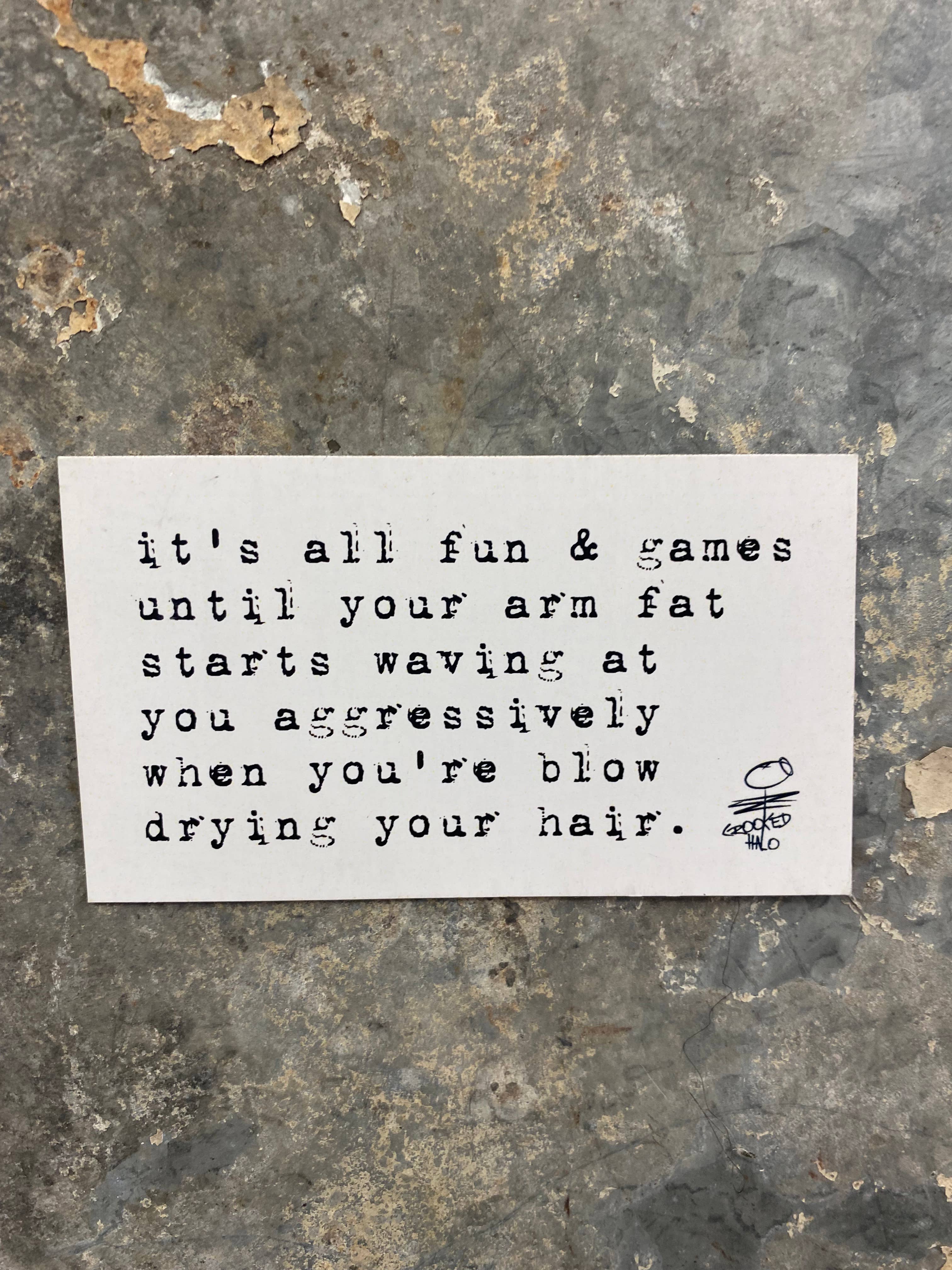 3.5x2 inch fun magnet with snarky or sentimental design for fridge, locker, or office board.