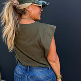 Stevie Olive Cap Sleeve Top