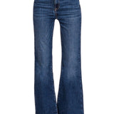 Zenana high rise bell bottom jeans with raw hem, recycled polyester blend, and dramatic 22.50-inch leg opening.
