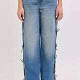 Cello Side Self Tie Baggy Jeans