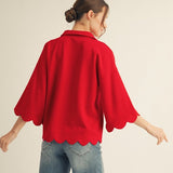 Red Scallop Top