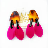 Amelia Tortoise Magenta Pink Earrings