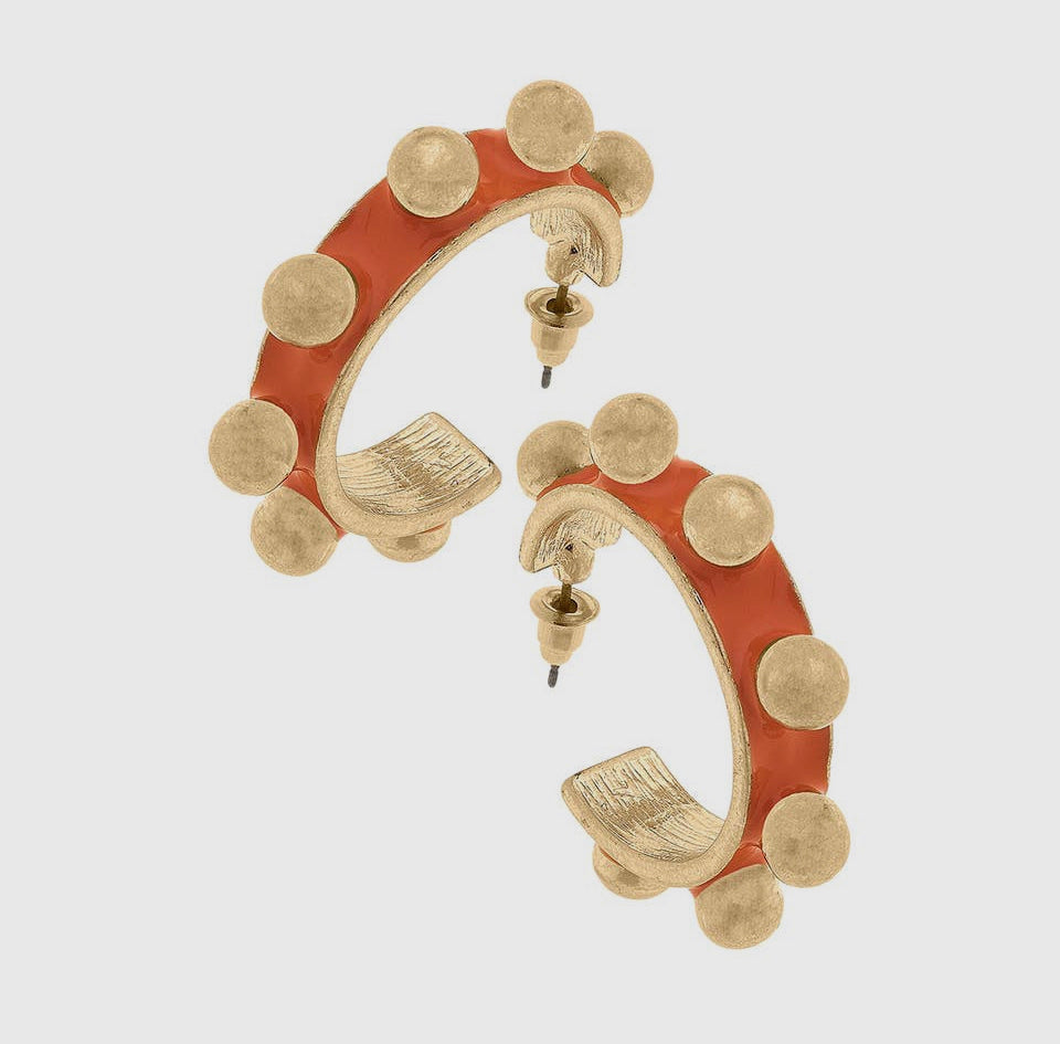 Jenna Chunky Studded Hoop Earrings - Orange
