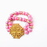 Bright Pink with Jerusalem Cross