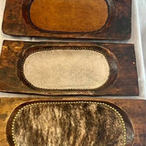 Beaded Classic Dough Bowl with Embossed Leather and Cowhide