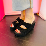 Corky's Bowed Up Black Faux Suede