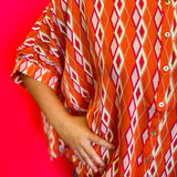 Tangerine Print Dolman Sleeve Top