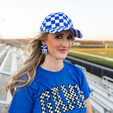 Blue Checkered Trucker Hat