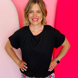 Black Boat Neck Top