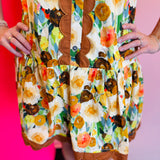 Caramel Floral Print Dress