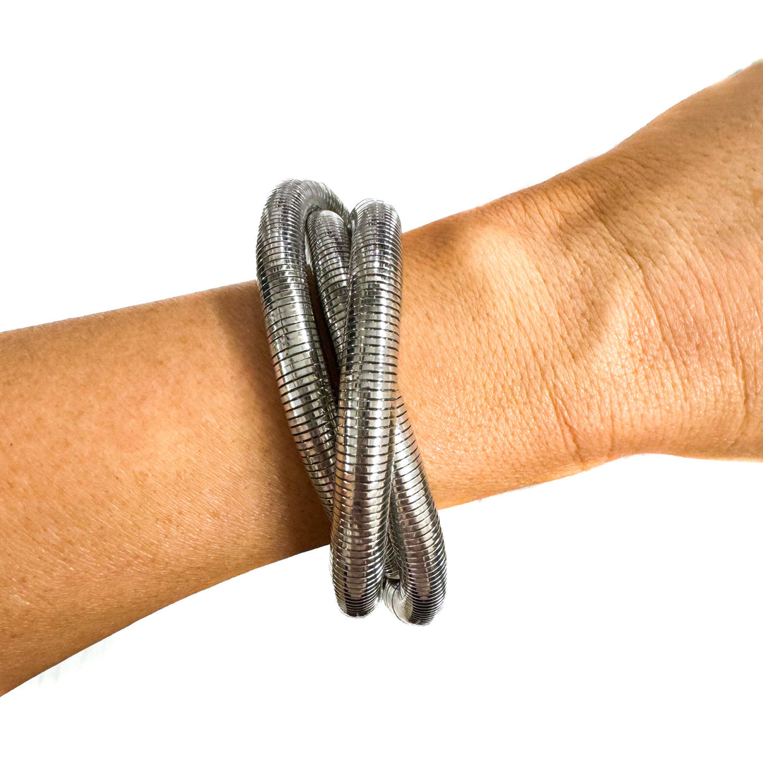 Small Silver Triple Metal Bangles
