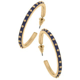 Aubrey Studded Hoop Earrings - Blue