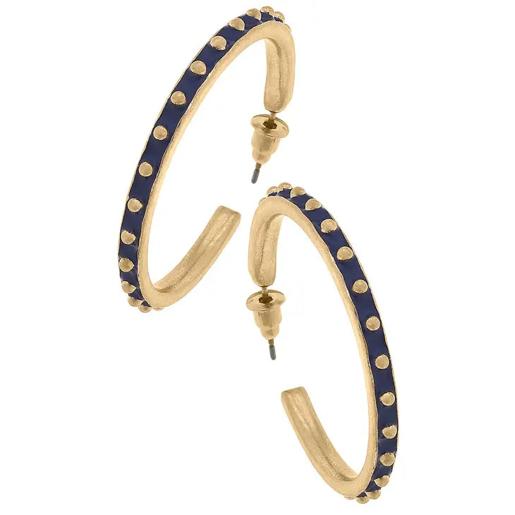 Aubrey Studded Hoop Earrings - Blue