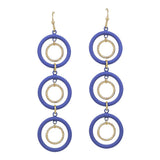 Royal Blue Layered Circle Dangle Earrings