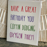 Coffin Dodging Thief Greeting Card