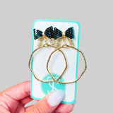 Black Bethany Bow Hoop Earrings