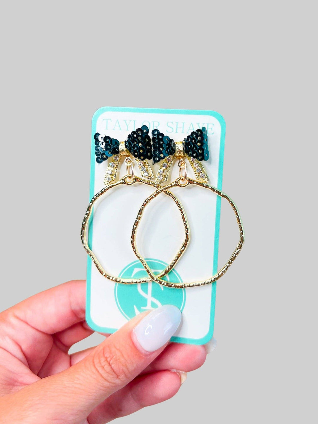 Black Bethany Bow Hoop Earrings