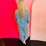 Blue Grey Acid Wash Fleece Sweatpants