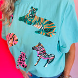 Roar Sequin Mint Tee