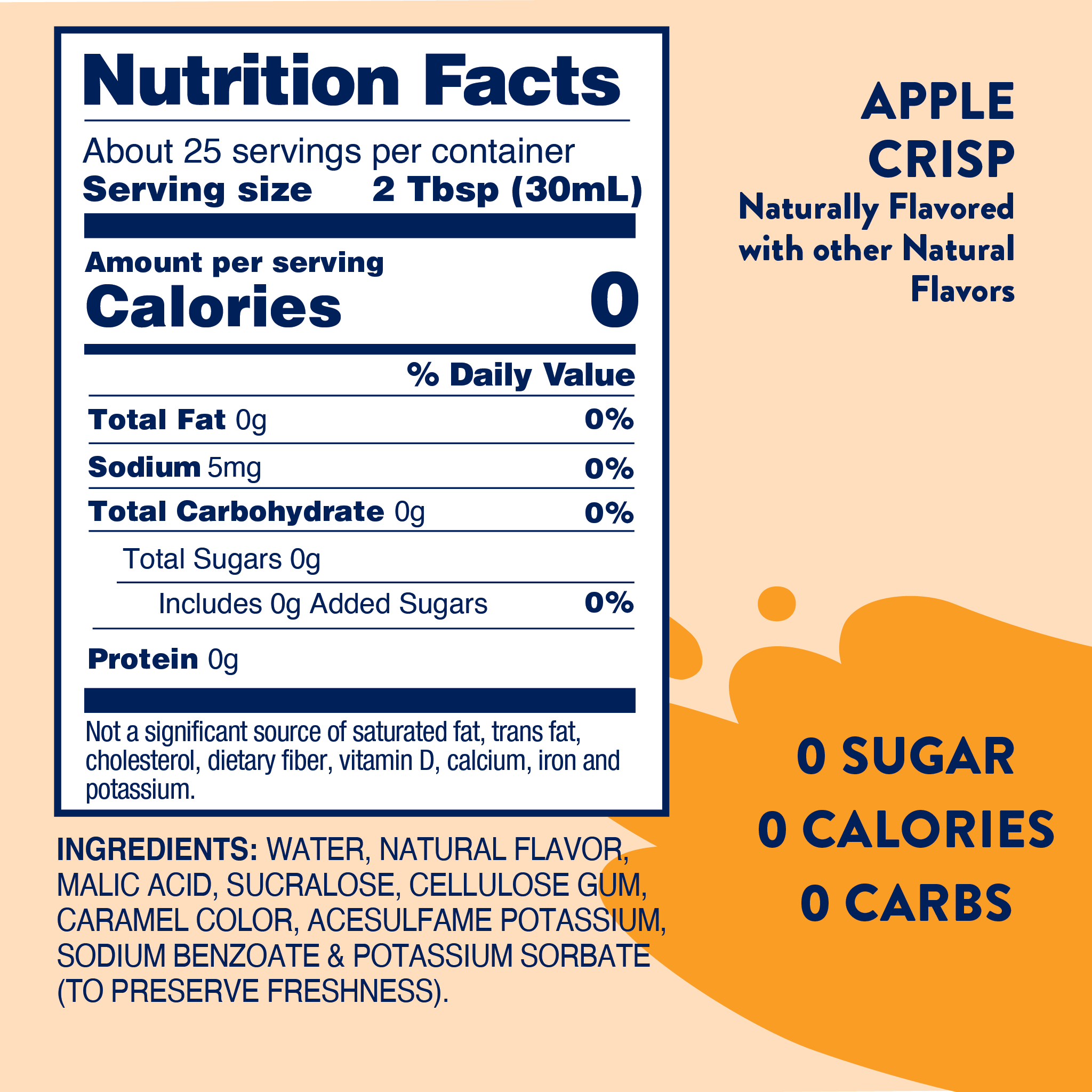 Nutrition facts for Skinny Mixes SF Apple Crisp Syrup.