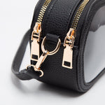 Black Double Zipper Oval Clear Bag