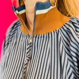 Navy & Terracotta Stripe Blouse
