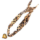 Brown Leopard Gold Heart Charm Scarf Necklace