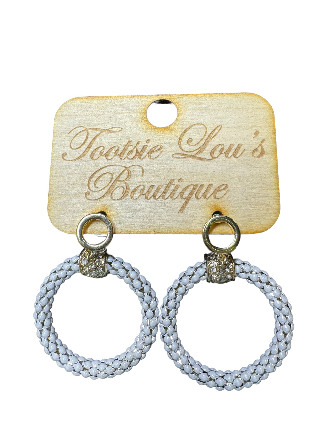 White Dangle Hoop Earrings