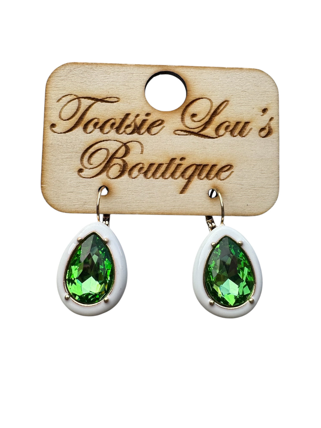 Green Teardrop Rhinestone Earring