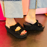 Corky's Bowed Up Black Faux Suede
