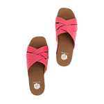Cork wedge sandal with square toe, 2.75-inch heel, 1.25-inch platform, and EVA footbed.