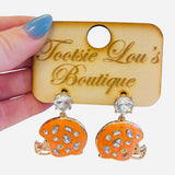 Orange Football Helmet Earrings
