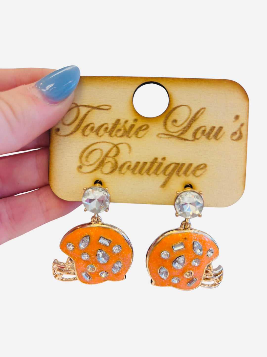 Orange Football Helmet Earrings